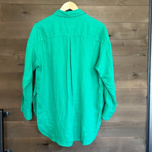 NWT 💚 MAEVE Anthropologie 100% Linen Long Sleeve Button Down Shirt Top - Picture 3 of 5